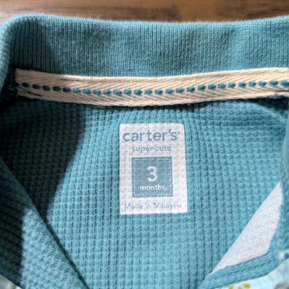 Carter's waffle polo shirt turquoise size 3 months - Picture 6 of 8